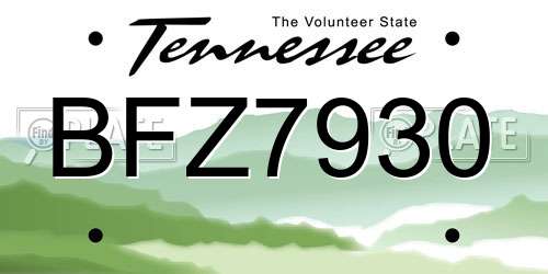 BFZ7930 Tennessee License Plate