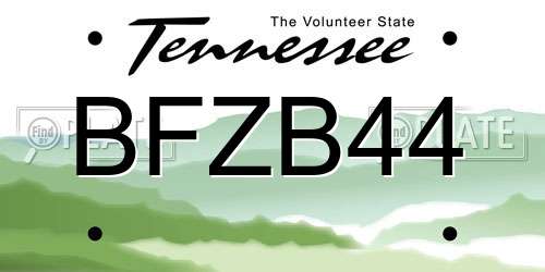 BFZB44 Tennessee License Plate