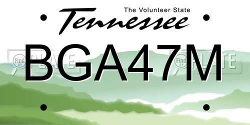 BGA47M Tennessee License Plate
