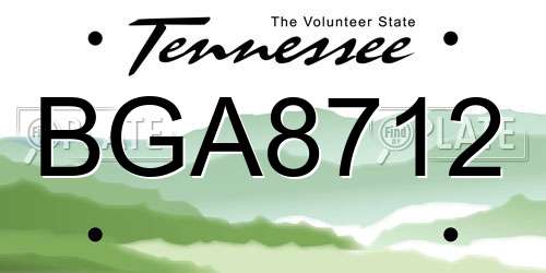 BGA8712 Tennessee License Plate