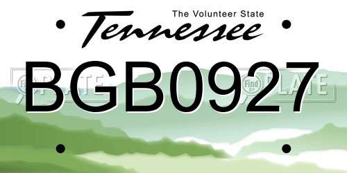 BGB0927 Tennessee License Plate