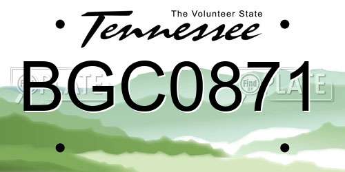 BGC0871 Tennessee License Plate
