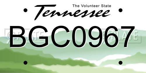 BGC0967 Tennessee License Plate