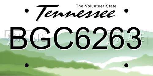 BGC6263 Tennessee License Plate
