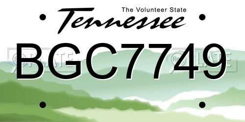 BGC7749 Tennessee License Plate