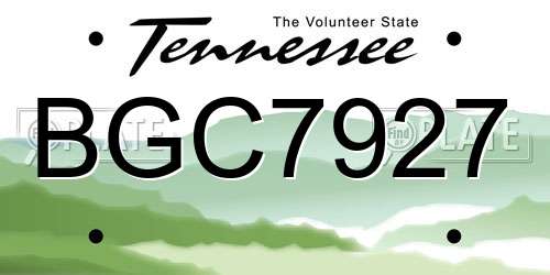 BGC7927 Tennessee License Plate
