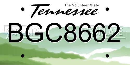 BGC8662 Tennessee License Plate