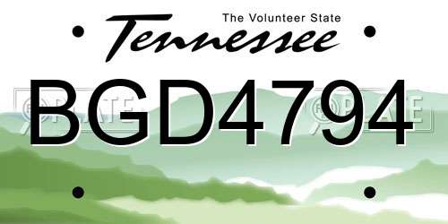 BGD4794 Tennessee License Plate