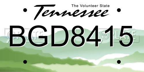 BGD8415 Tennessee License Plate