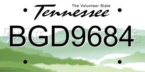 BGD9684 Tennessee License Plate