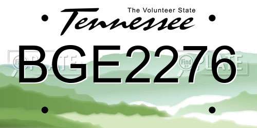 BGE2276 Tennessee License Plate
