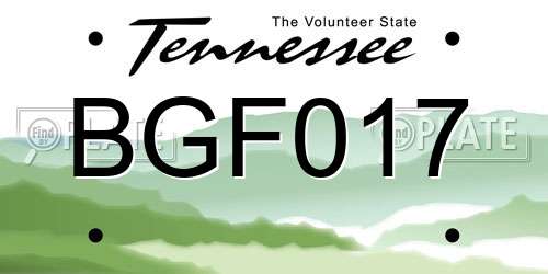 BGF017 Tennessee License Plate