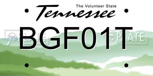 BGF01T Tennessee License Plate