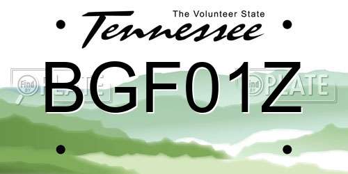 BGF01Z Tennessee License Plate