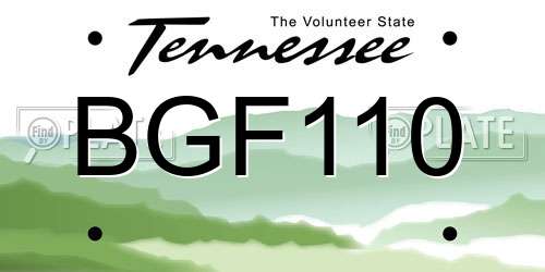 BGF110 Tennessee License Plate