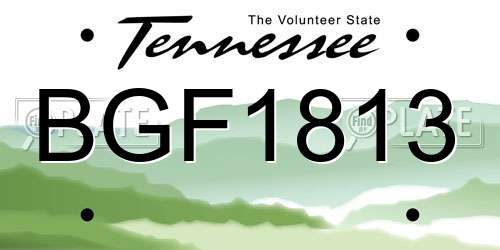 BGF1813 Tennessee License Plate