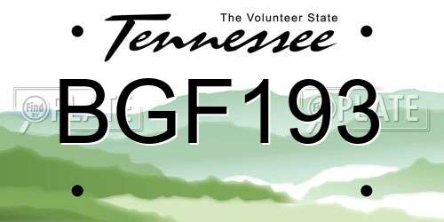 BGF193 Tennessee License Plate