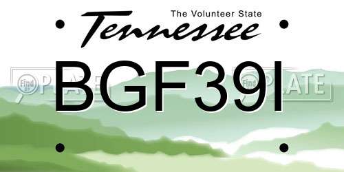 BGF39I Tennessee License Plate