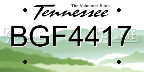 BGF4417 Tennessee License Plate
