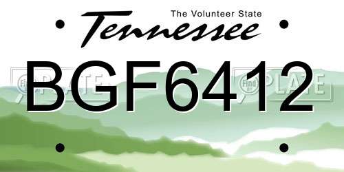 BGF6412 Tennessee License Plate