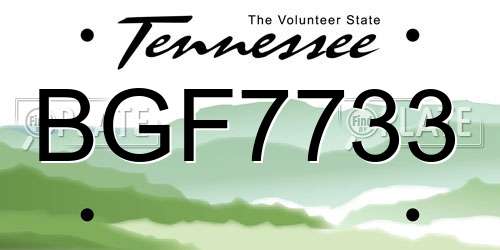 BGF7733 Tennessee License Plate