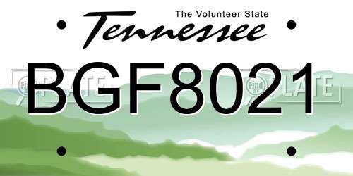 BGF8021 Tennessee License Plate
