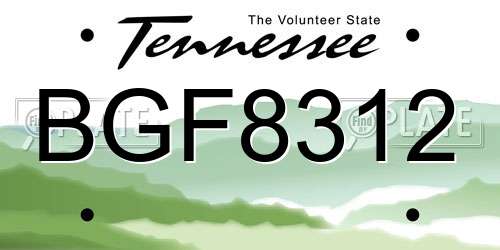 BGF8312 Tennessee License Plate