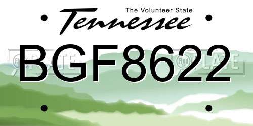 BGF8622 Tennessee License Plate