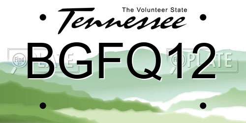 BGFQ12 Tennessee License Plate