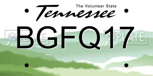 BGFQ17 Tennessee License Plate