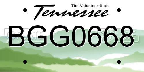 BGG0668 Tennessee License Plate