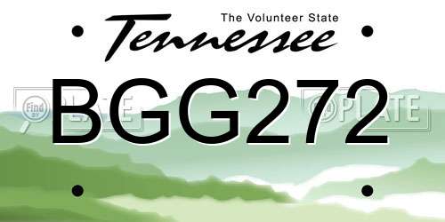 BGG272 Tennessee License Plate