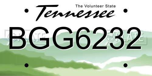 BGG6232 Tennessee License Plate