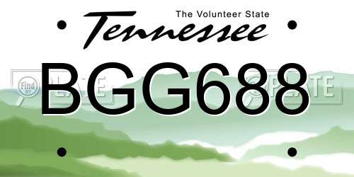 BGG688 Tennessee License Plate