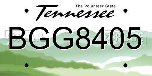 BGG8405 Tennessee License Plate