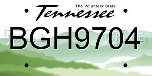 BGH9704 Tennessee License Plate