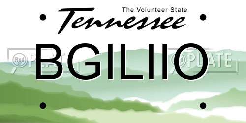 BGILIIO Tennessee License Plate