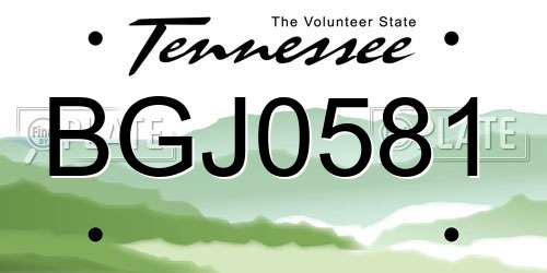BGJ0581 Tennessee License Plate