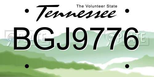 BGJ9776 Tennessee License Plate