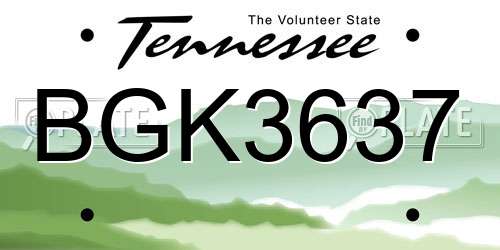 BGK3637 Tennessee License Plate