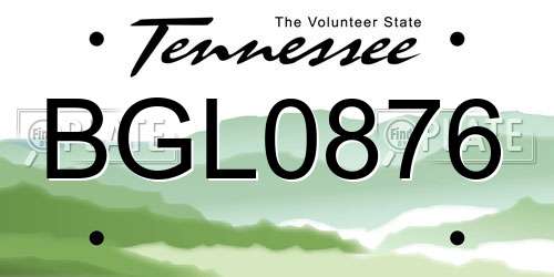 BGL0876 Tennessee License Plate