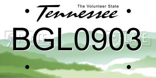 BGL0903 Tennessee License Plate