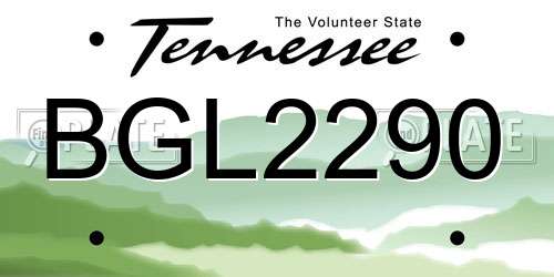 BGL2290 Tennessee License Plate