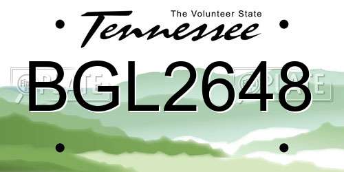 BGL2648 Tennessee License Plate