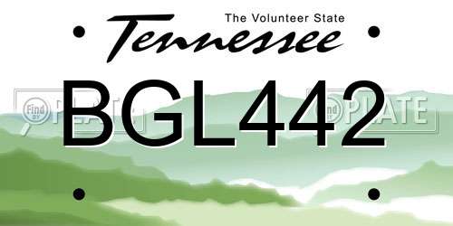 BGL442 Tennessee License Plate