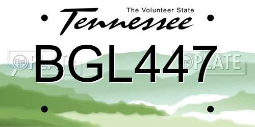 BGL447 Tennessee License Plate