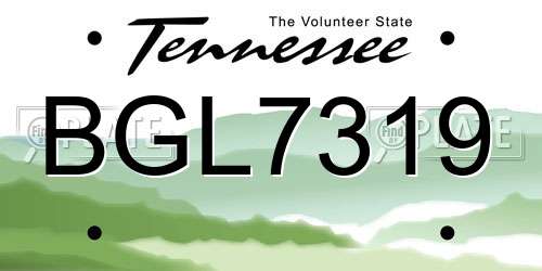 BGL7319 Tennessee License Plate