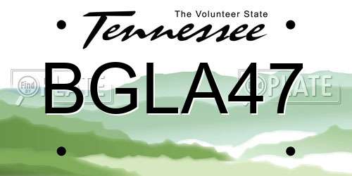 BGLA47 Tennessee License Plate