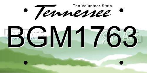 BGM1763 Tennessee License Plate