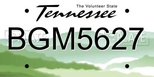 BGM5627 Tennessee License Plate